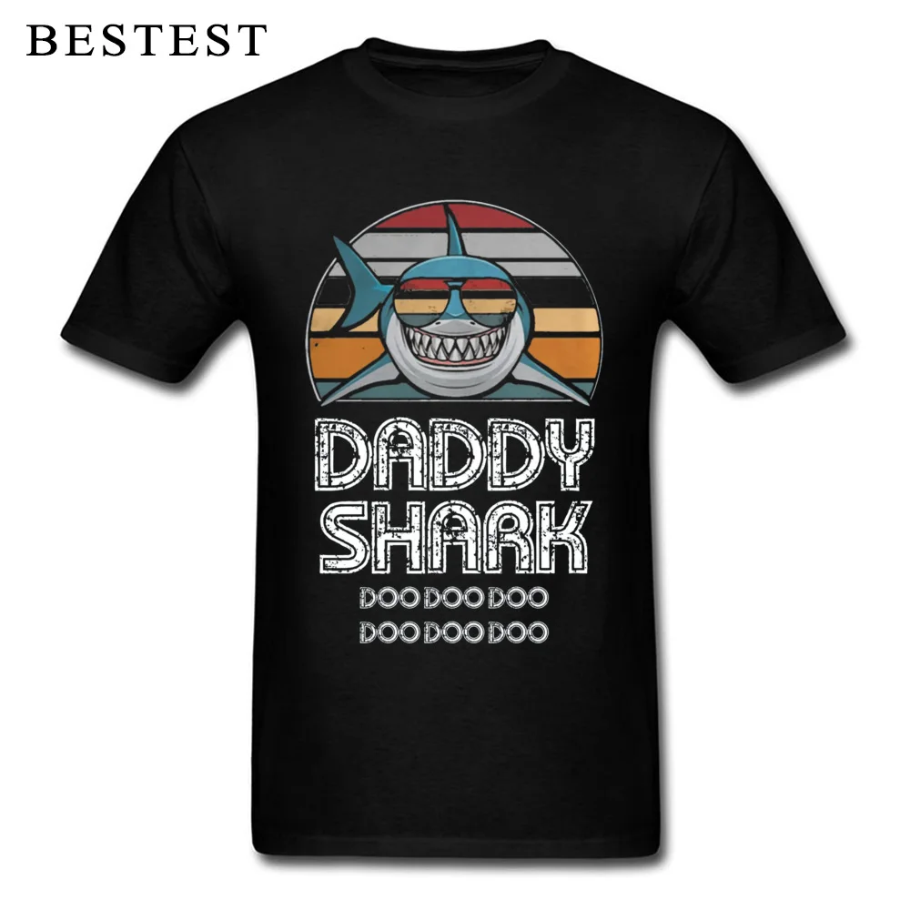 Design Top T-shirts Short Sleeve Fashionable Funky Men Summer/Autumn Tops Tees Fashionable Tops Tees O Neck All Cotton Daddy Shark Retro For Dark Print 405 black
