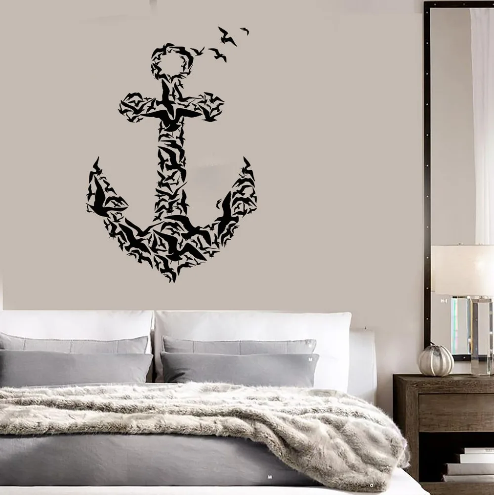 

Anchor Birds Sea Vinyl Wall Stickers Nautical Marine Sailor Art Mural Wall Stickers Decor Boys Kids Rooms Design Mural SA208