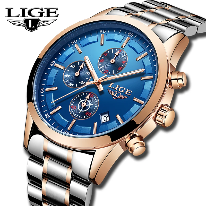 

LIGE Top Brand Luxury New Mens Watches Casual All steel military Watches Waterproof Sports Quartz Men Watch Relogio Masculino