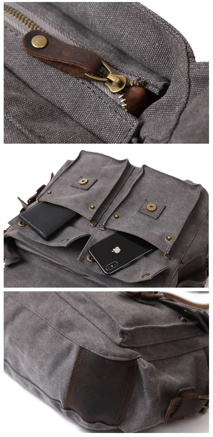 Винтажные мужские сумки-мессенджеры холщовые сумки на плечо для мужчин из натуральной кожи модные мужские деловые дорожные сумки через