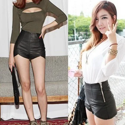 2015 Autumn and Winter Fashion Tight Slim Hip PU Leather