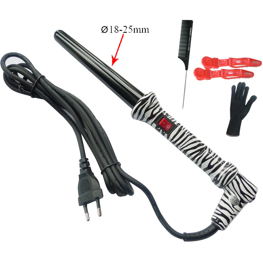 

Styling Tools Hair Curler Iron Zebra Curling Wand 1'' /25mm Dual Voltage + Free Heat Resistant Glove