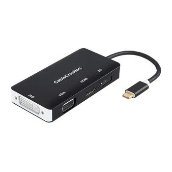 

4 in 1 USB-C Type C to HDMI 4K + DP 4K + DVI + VGA Adapter, Thunderbolt 3 Compatible, Male to Female, DP Alt Mode,
