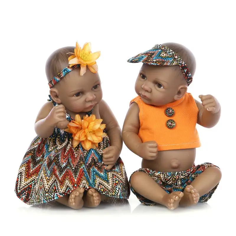 Realistic African American Reborn Baby Doll Lifelike 10" Full Vinyl Black Girl 