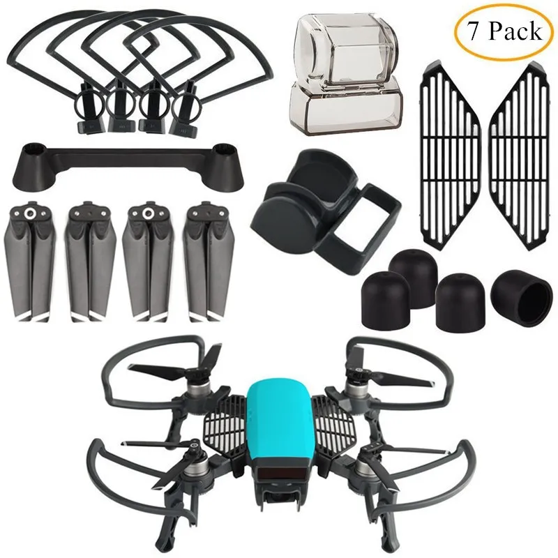 

7 in 1 Kit Accessories Propeller Guard with Foldable Landing Gear, Lens Hood, Gimbal Camera Guard, Propellers for DJI SPARK