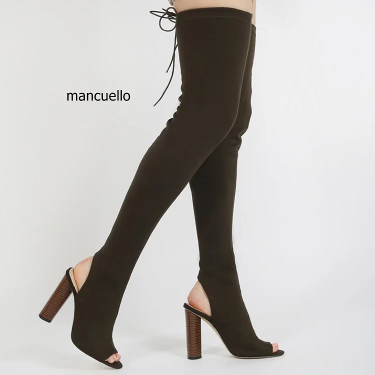 army green block heels