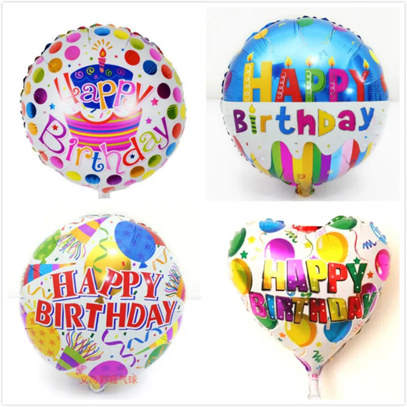 

Happy birthday hot selling foil balloons metallic heart design ballons birthday party supplies 50pcs/lot 18inch free shipping