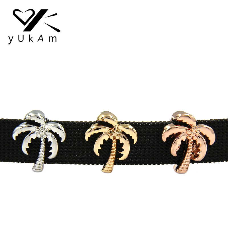

YUKAM Jewelry Plant Palm Coconut Tree Slide Charms fit for Stainless Steel Mesh Keeper Wrap Bracelet Handmade Accessories Making