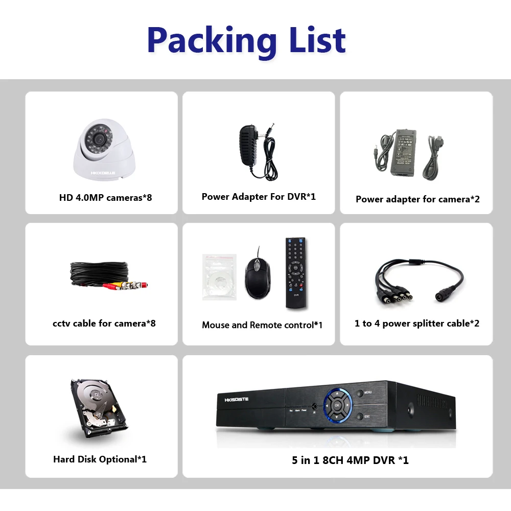 8CH 4MP HDMI DVR Home Security Outdoor AHD 8 Channel Video Surveillance 4MP CCTV Camera System Night Vision Kit With NO HDD 8CH 4MP HDMI DVR Home Security Outdoor AHD 8 Channel Video Surveillance 4MP CCTV Camera System Night Vision Kit With NO HDD