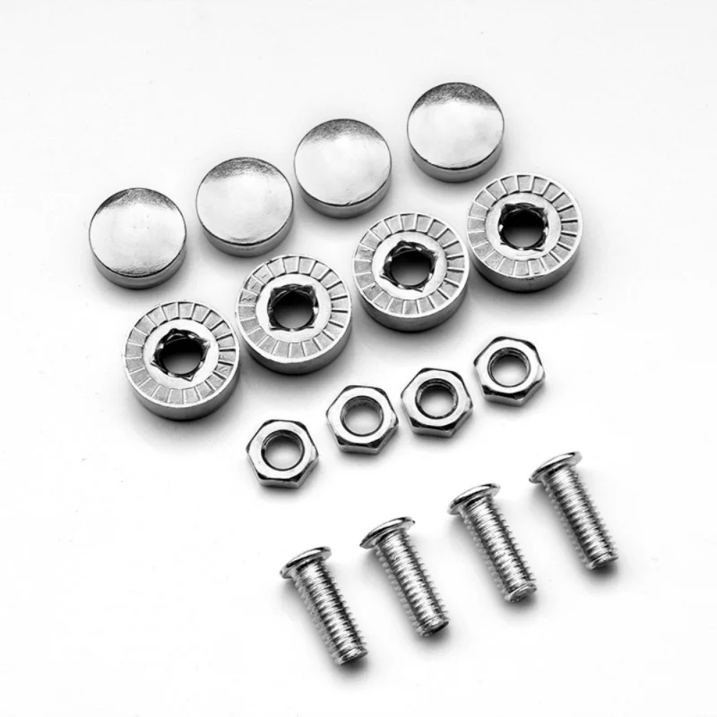 

1 Set Universal Car Truck License Plate Frames Tag Cap Domestic Metal Fasteners Screw Caps Cover Chrome Metal
