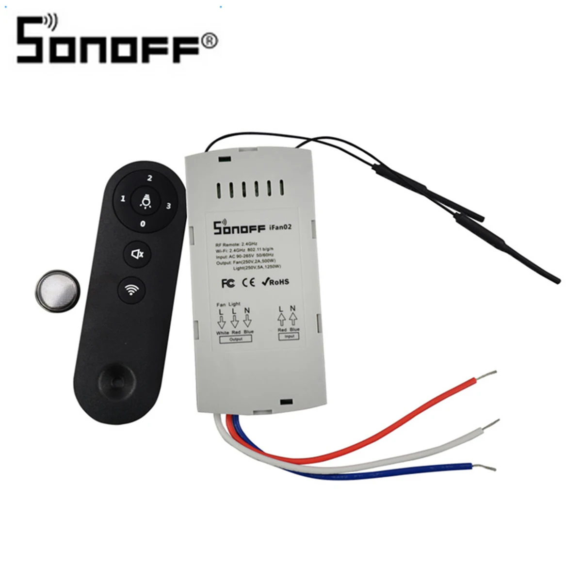 

Sonoff Automation Modules IFan02 Convert Non-Smart LED CeilingFan To WiFi Smart CeilingFan APP Remote Control ON /OFF