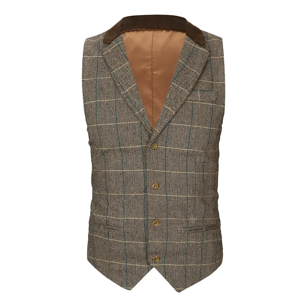 

suit vest men Autumn Winter Casual formal business waistcoat chalecos para hombre waist coat for men plaid weste herren d90713