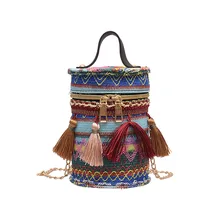 Sacs à main cylindrique en Denim pour femmes, sacoche à chaîne, à épaule, couleur unie, # S