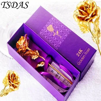 

Golden 24k Gold Foil Rose Lover's Gold Artificial Flowers Birthday Wedding Gift High Quality Enchantress Fake Flowers