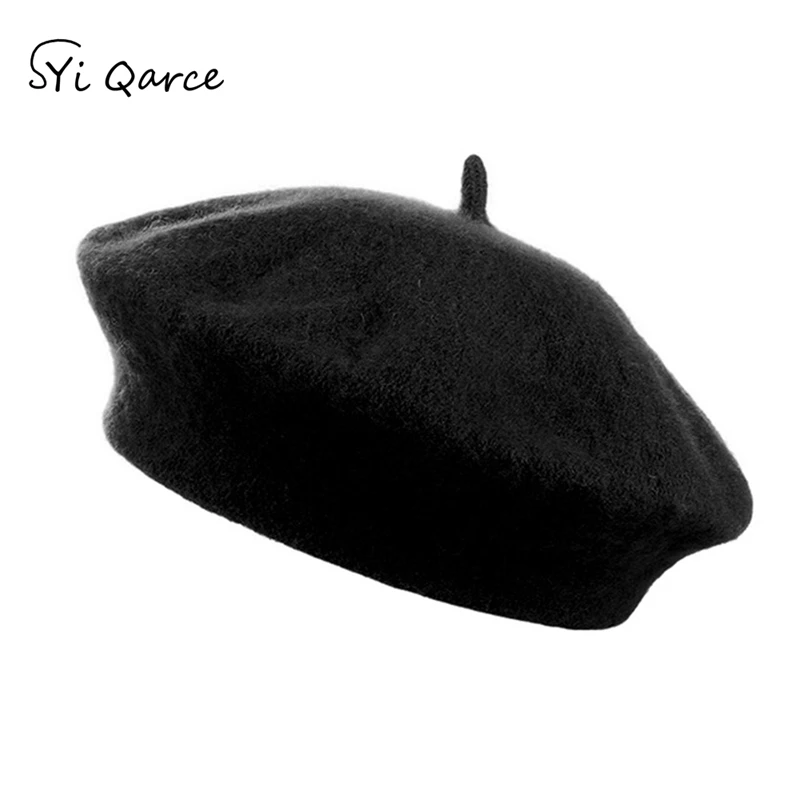 SYi Qarce, высокое качество, детский Модный хлопковый берет, шапка, лучший подарок для девочки, весна, осень, зима, удобный берет, шапка, NM140-46 - Цвет: Black