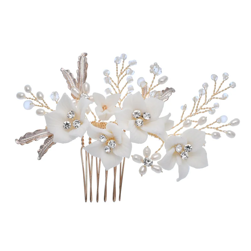 Floralbride Handmade Crystal Rhinestone Freshwater Pearls Flower Wedding Hair Comb Bridal Hair Accessories Women Jewelry
