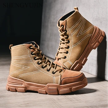 

SHENGYUJIN 2019 explosion retro Martin boots men's shoes fashion men's outdoor non-slip boots casual wear boots
