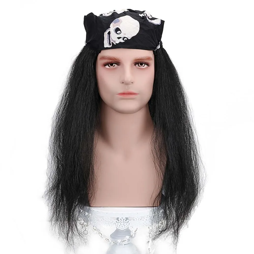 Длинные прямые Пираты парик Черный Аниме парик для косплея 18 ''костюм вечерние синтетические парики волос для Для мужч