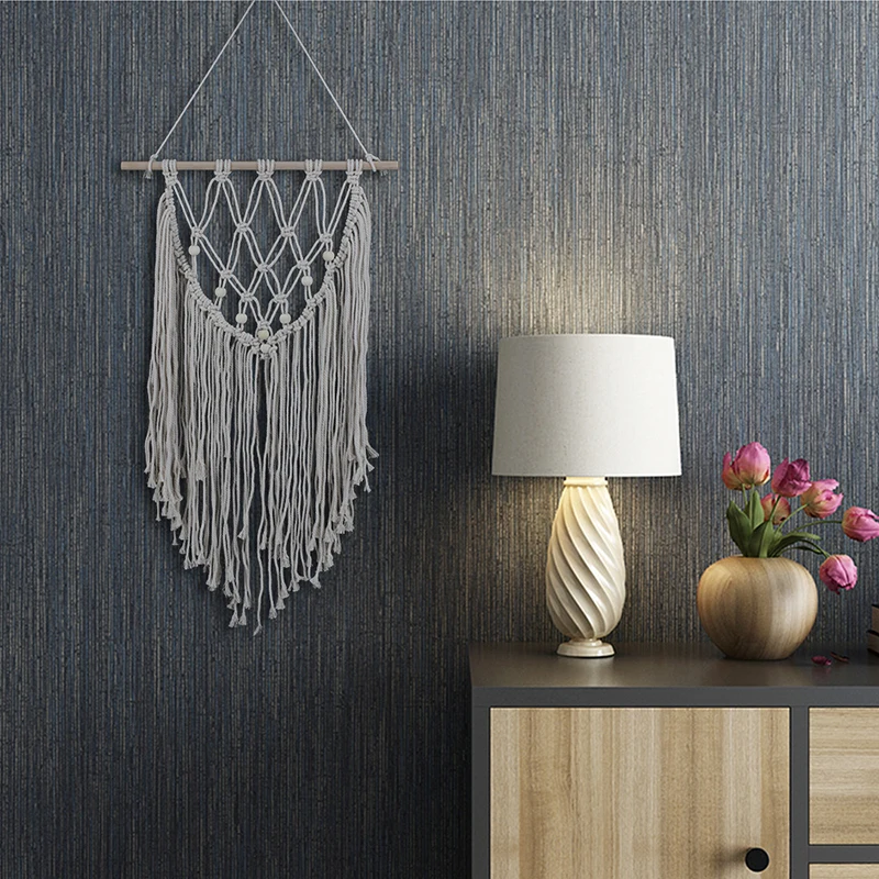 Handmade Bohemian Weave Tapestry Beige Cotton Thread Wall Hanging