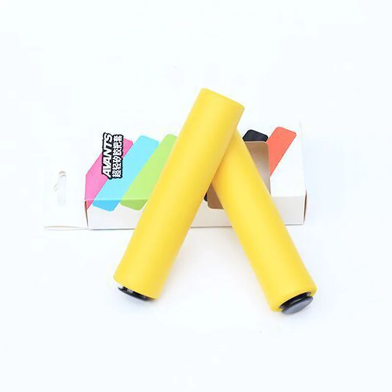 AVANTI ультра-легкий силиконовый мягкий пенопласт, пенопласт, мотоциклетные ручки для велосипеда, аксессуары, нескользящий велосипедный руль, Тормозная крышка - Цвет: Цвет: желтый