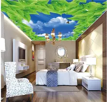 wallpaper 3d ceiling White clouds green leaf zenith murals sky ceiling wallpaper 3d ceiling murals wallpaper