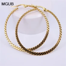 MGUB, женские серьги-кольца из нержавеющей стали, модные серьги для девушек, золотые, круглые, простые, лидер продаж, диаметр 40 мм-60 мм, LH569