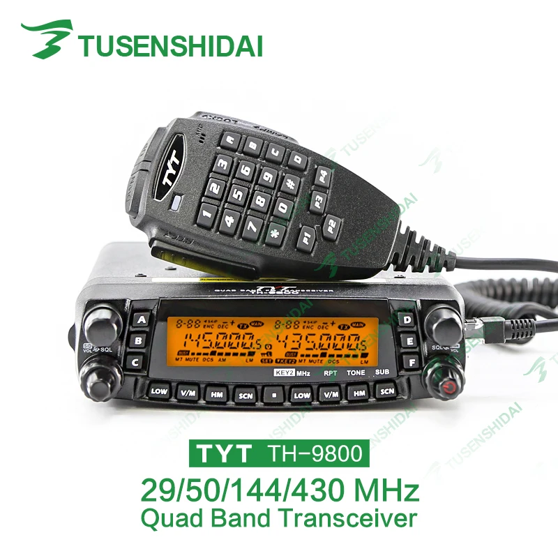 Четырехдиапазонная рация TYT 10 M/6 M/2 M/70 cm VHF/UHF TH-9800 двухстороннее и Любительское радио с кабелем для программирования и программным