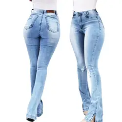 Джинсы, повседневные женские шлепанцы, размеры облегающие скини блестящие джинсы с потертостями и разрезами, рваные с высокой талией