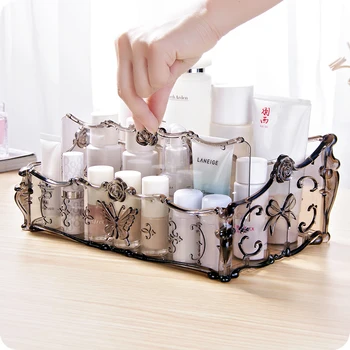 

3 Grids Nordic European Style Makeup Storage Box Dressing Table Plastic Storage Box Cosmetic Organizer Sundry Storage Case