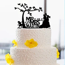 Bride & Groom Wedding Cake Toppers Custom With Date And Name Wedding Anniversary Decor Love Modern Toppers