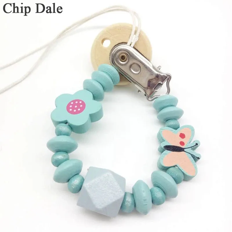 

Wood Pacifier Clip Baby Chew Chain Animal Shape Wooden Bead Baby Teething Toy Dummy Clip Holder Colorful Soother Chains