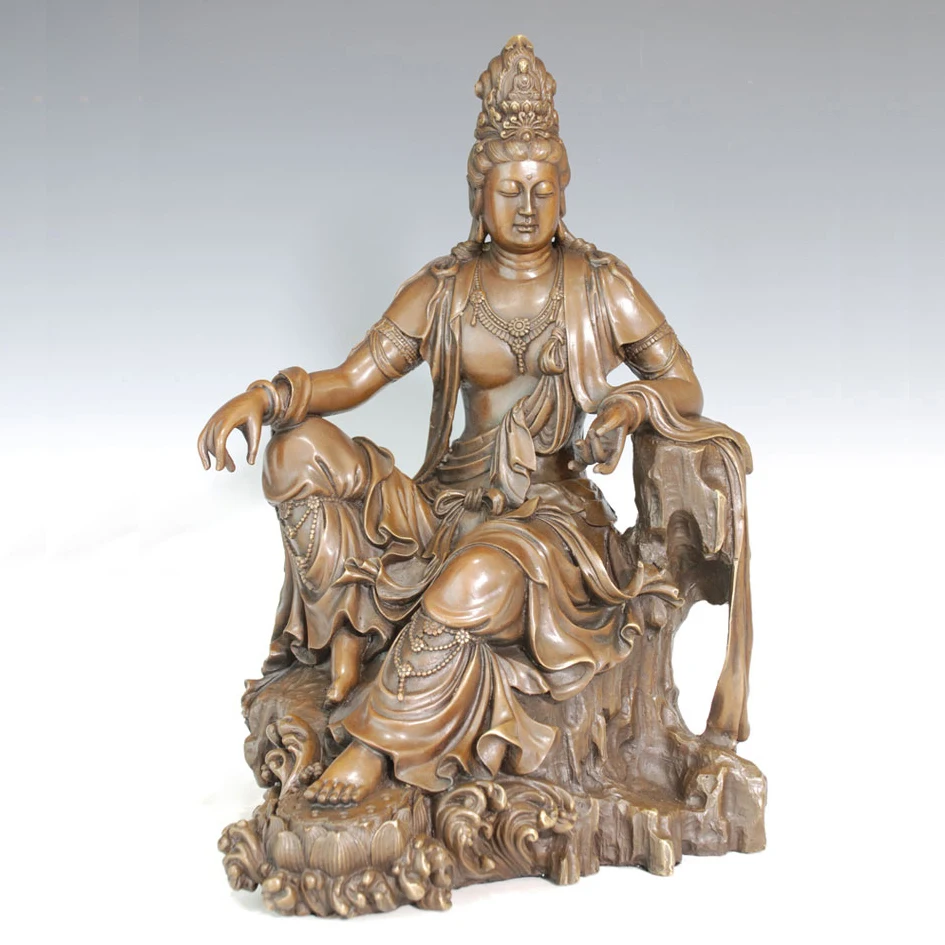 

ATLIE BRONZES Chinese bronze homelike guanyin Buddha Statues Religious figure Avalokitesvara Goddess of Mercy