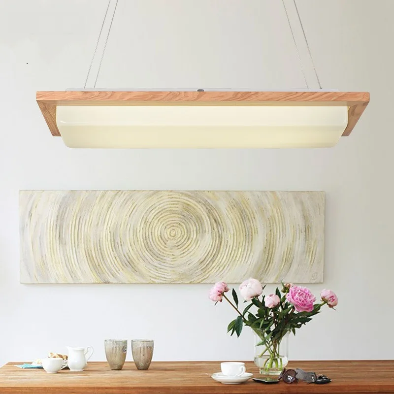 

Nordi solid wood led pendant lights long strip minimalist modern study rectangular office restaurant lights pendant lamp ZA MZ84