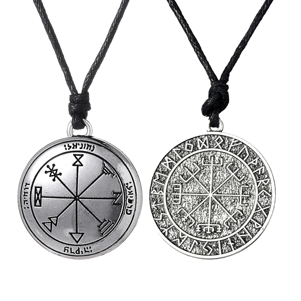 

2 Pieces Exotic Talisman Viking Odin's Key of Solomon Seal Pendant Necklace