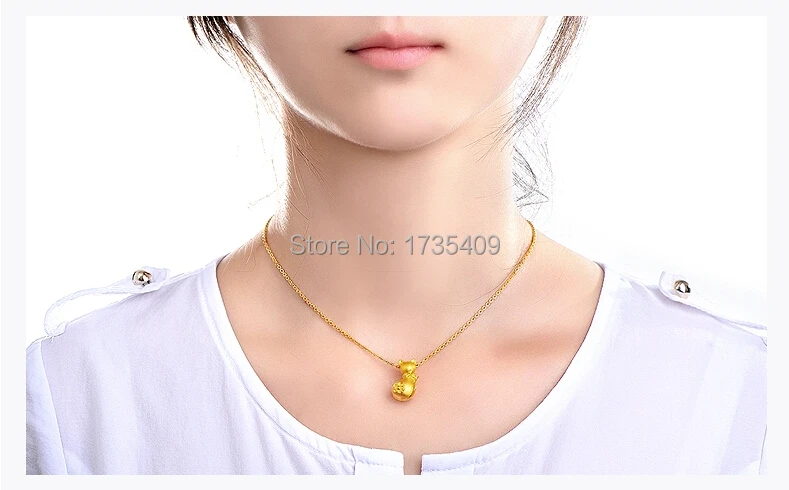 

Hot sale 999 24k Yellow Gold Pendant 3D Cat Lady's Gift 1.79g