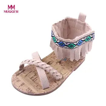 

MUQGEW summer brand newest shoes Girls Kids Casual Summer Beach Sandals Infant Weave Soft Tassel Anti-Slip Shoes All Seasons