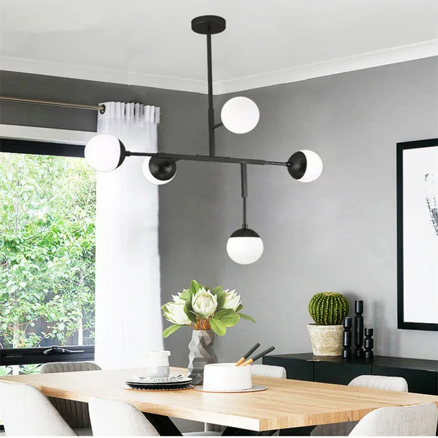 

5 Heads Modern Creative Restauramt Pendant Light Loft Art Molecular Balls Livingroom Study Led Hanging Light Fixtures