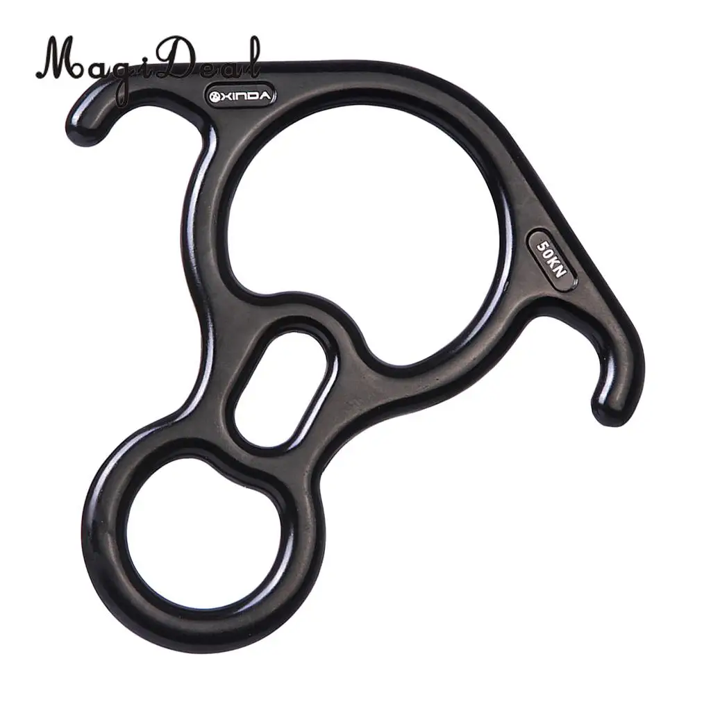 MagiDeal 50KN Rock Climbing Rescue Rappelling Figure 8 Ring Rope Descender Black for Rock Tree Climbing Accessories