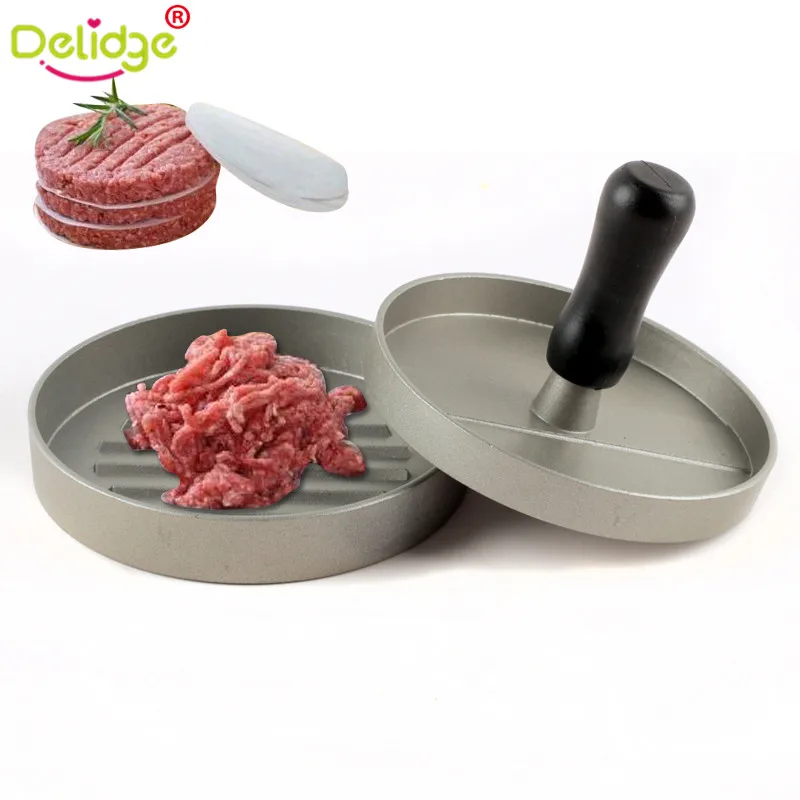 Delidge 1 Компл. Круглой Формы Гамбургер Пресс Алюминиевый Сплав 12 см Мясо Говядина