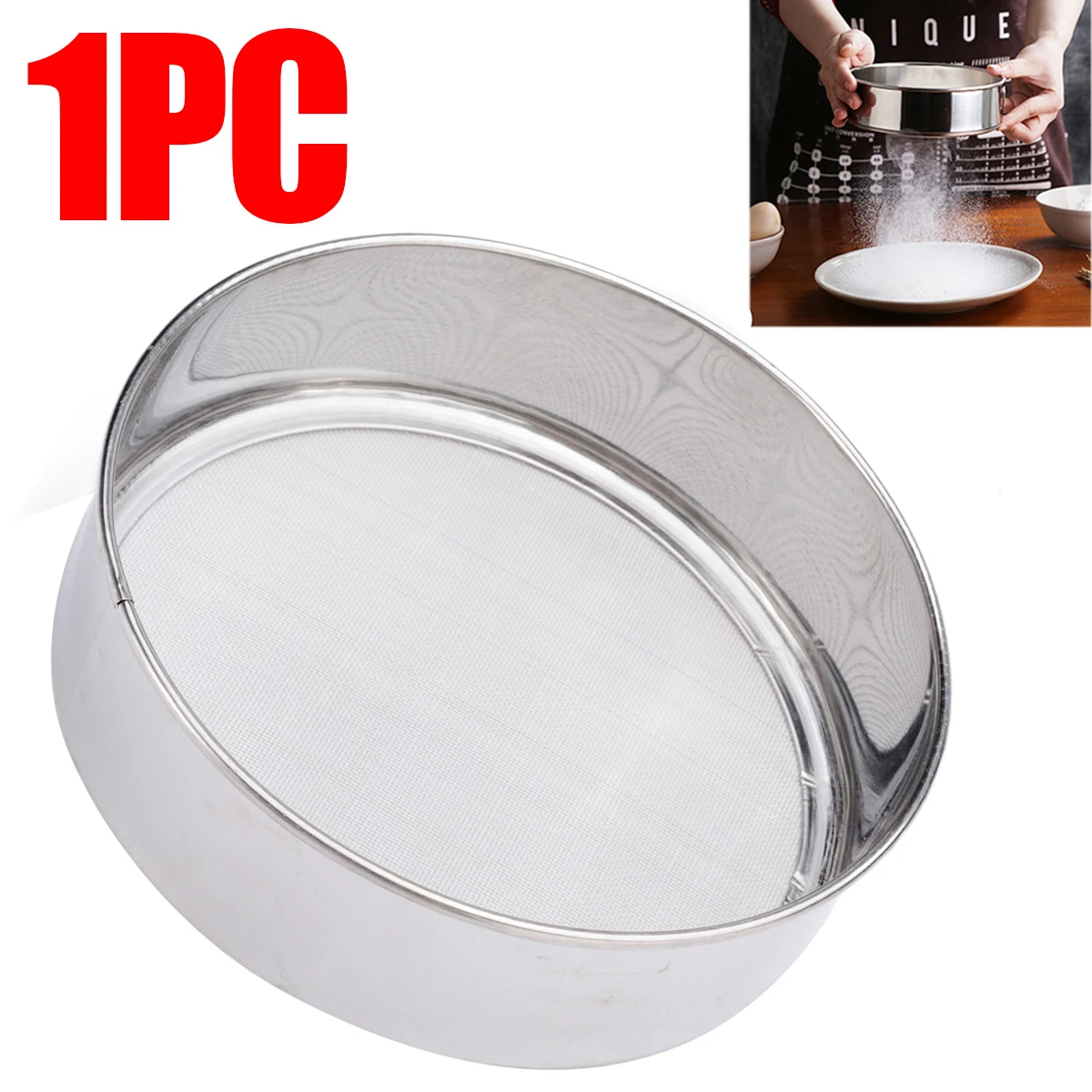 

Stainless Steel Fine Mesh Sieve Tool Oil Strainer Flour Colander Sifter Sieve Wheat Straining Broths Kitchen Tool 5*4*4 cm