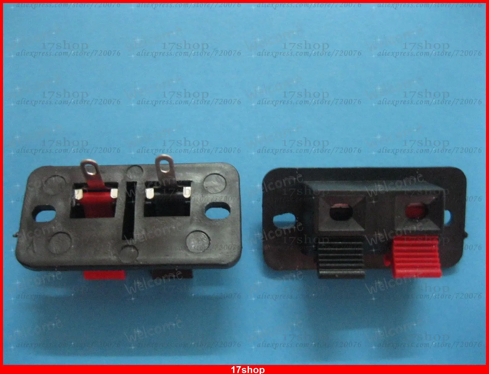 

60 pcs 38x19mm 2pin Red and Black Push Type Speaker Terminal Board Connector