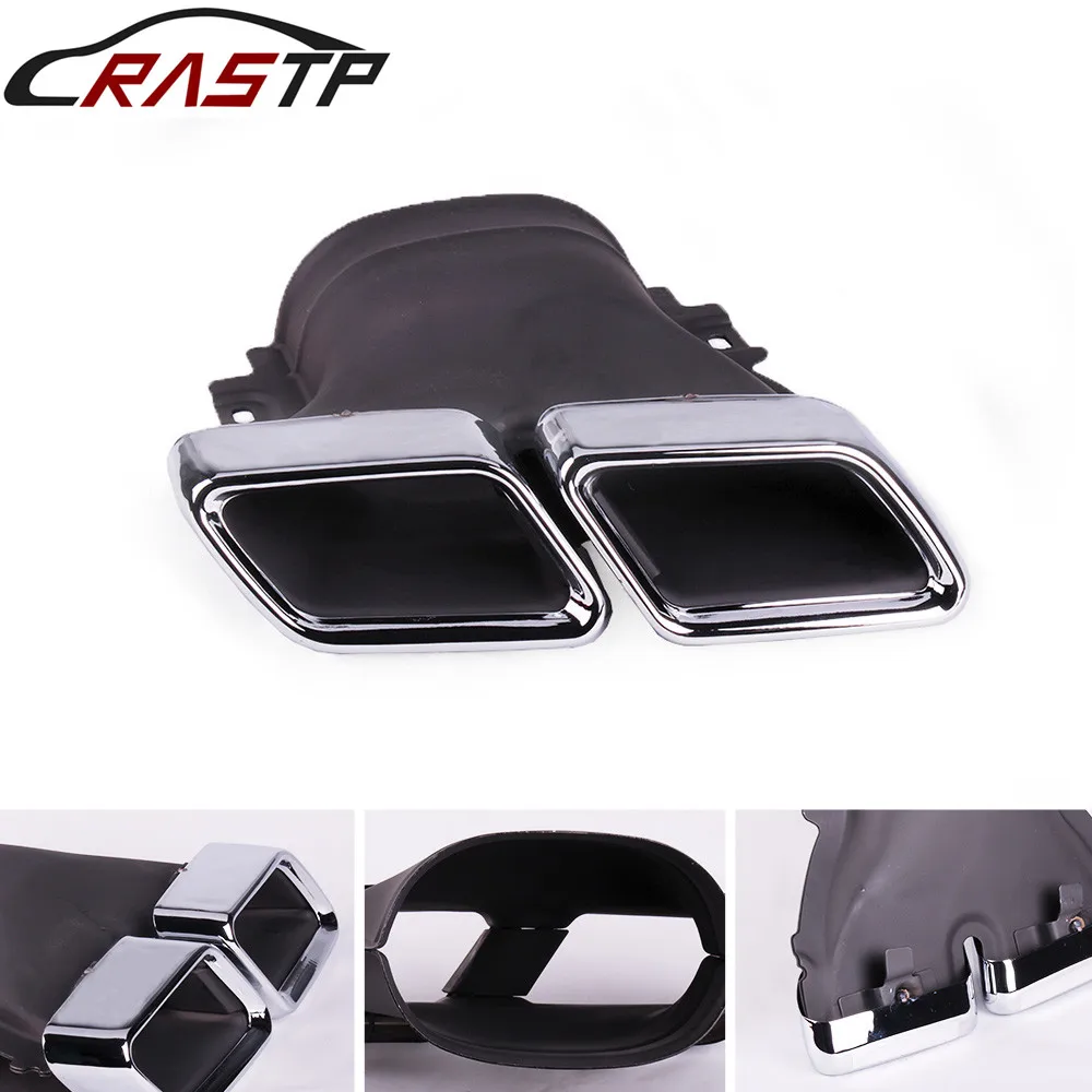 

RASTP-Stainless Steel Rear Muffler Quad Square Exhaust Pipe Muffler Tips for Mercedes Benz 16 E-Class W213 with Logo RS-CR2005