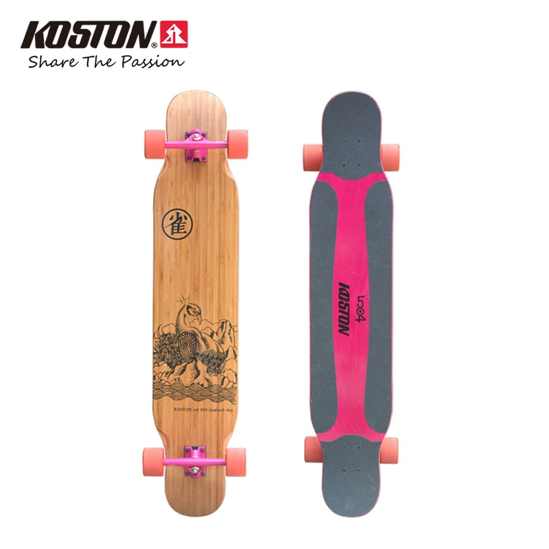 Koston Профессиональный longboard завершает Павлин Танцы доски прогулки скейтборд девушки 45.6 дюймов Длинные Скейтборд