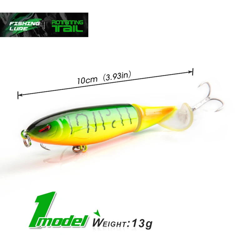 DONQL Minnow Rotating Tail Fishing Lure 10cm 13g With Soft Whirling Tail Treble Hooks Whopper Popper Topwater Fishing Baits      (8)