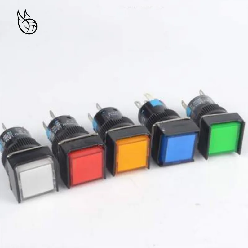 

5v 12V 24V 220V 16mm Rectangle Self-locking push button with led lamp ,5pins