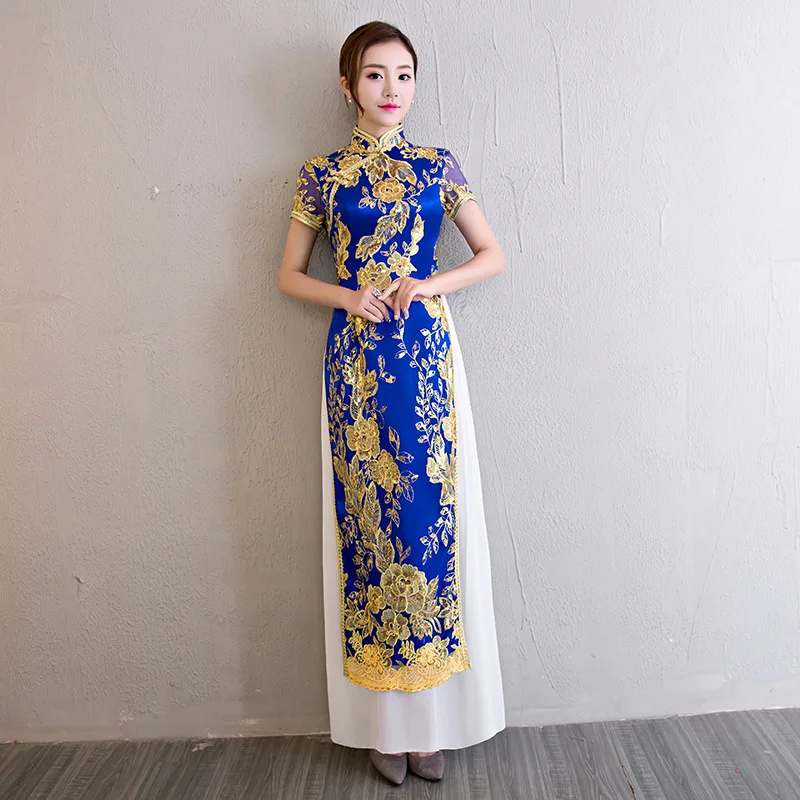 Винтажное китайское женское цветочное свадебное платье Традиционный китайский воротник Qipao элегантное аозай Cheongsam Vestidos вечерние платья