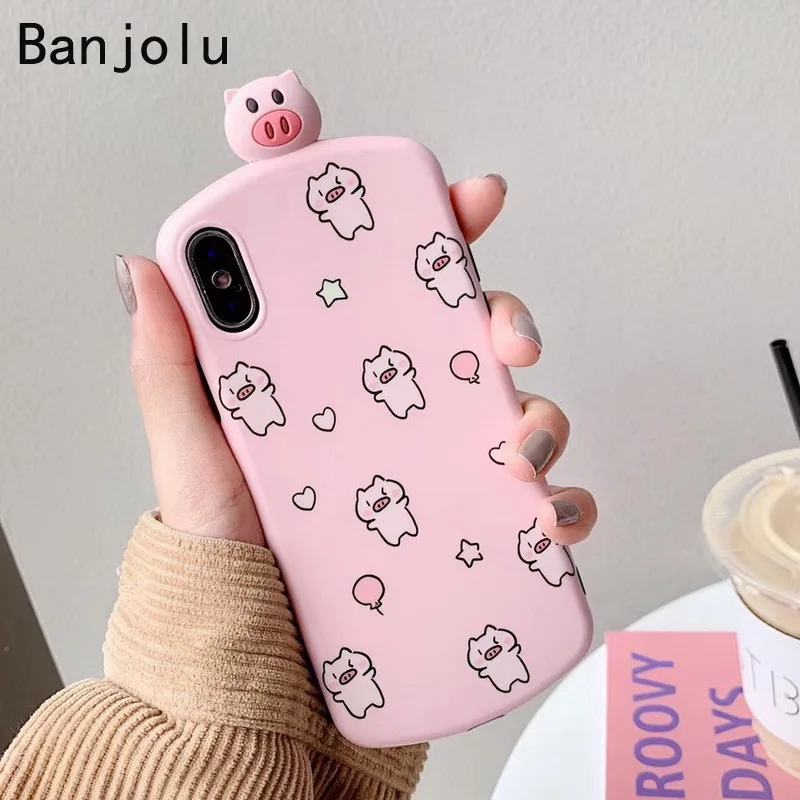 Banjolu новый милый 3D розовый поросенок телефонные чехлы для iPhone X XR XS MAX 8 7 6 6s плюс ТПУ