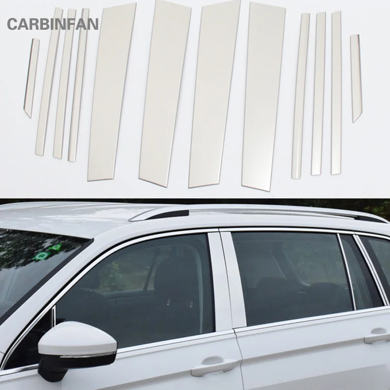 

12pcs Car Stainless Steel Window Center Post Piilar Sticker B+C Column Cover Trim For Volkswagon VW Tiguan 2017 2018 C664