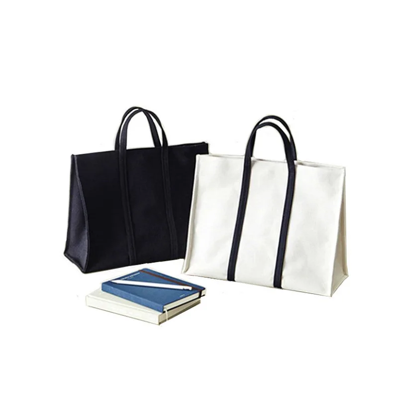 Hot Sale Fashion Blank Women Handbag Plain Black White Color Shoulder Bag Quality Canvas Casual ...