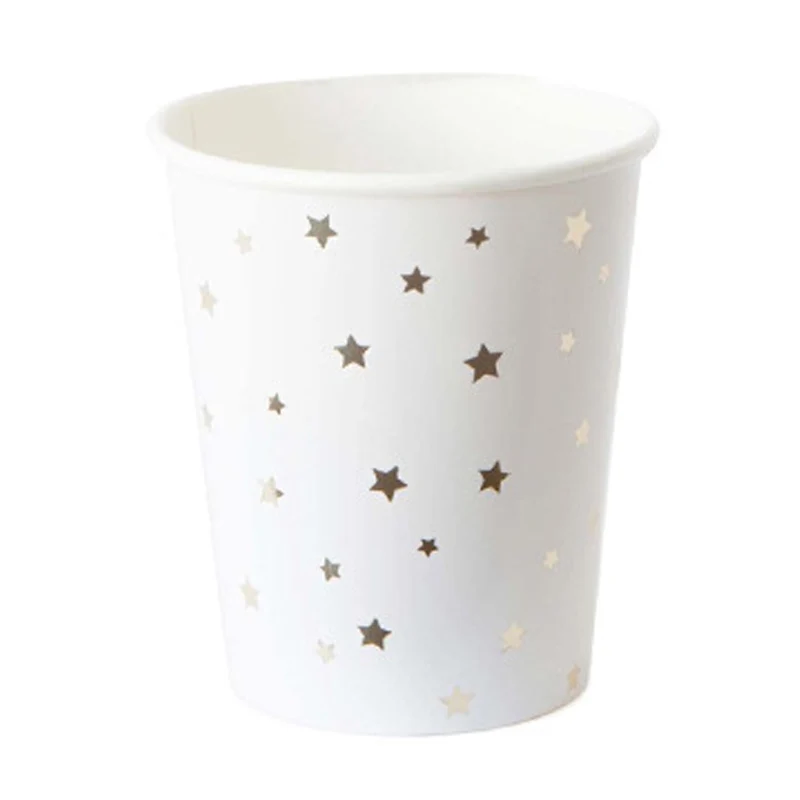 New Style Stamping Gold Foil Star Disposable Tableware Sets Party Cup Plate Party Tableware for Wedding Decor Birthday Party LC